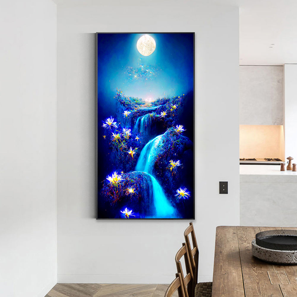 Cliff Night View - Full Round Drill Diamond Painting 40*70CM