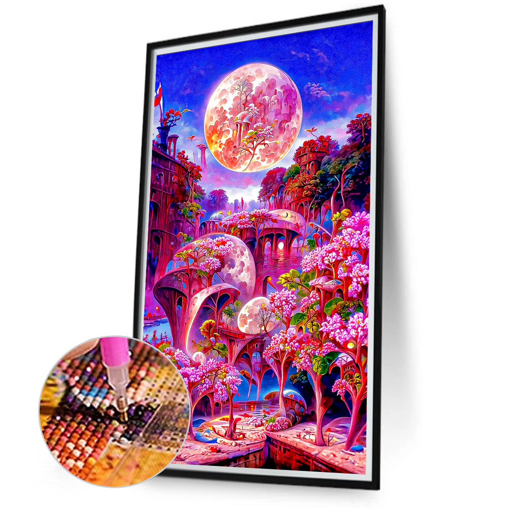 Pink Scenery - Full Round Drill Diamond Painting 40*70CM