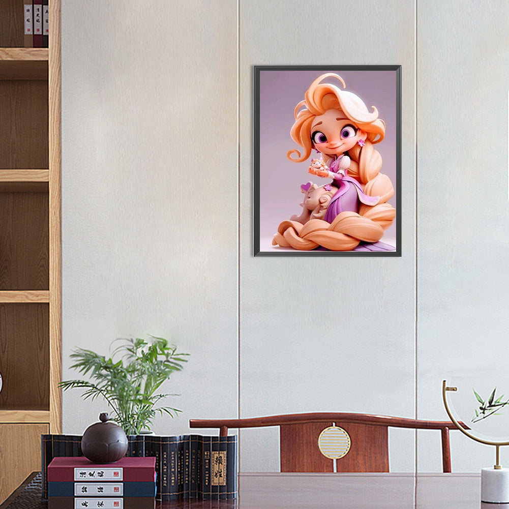 Long Hair Princess - Full Round Drill Diamond Painting 30*40CM