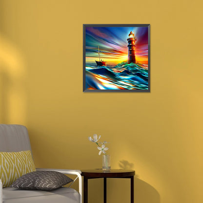 Lighthouse And Sea - Full Round Drill Diamond Painting 30*30CM