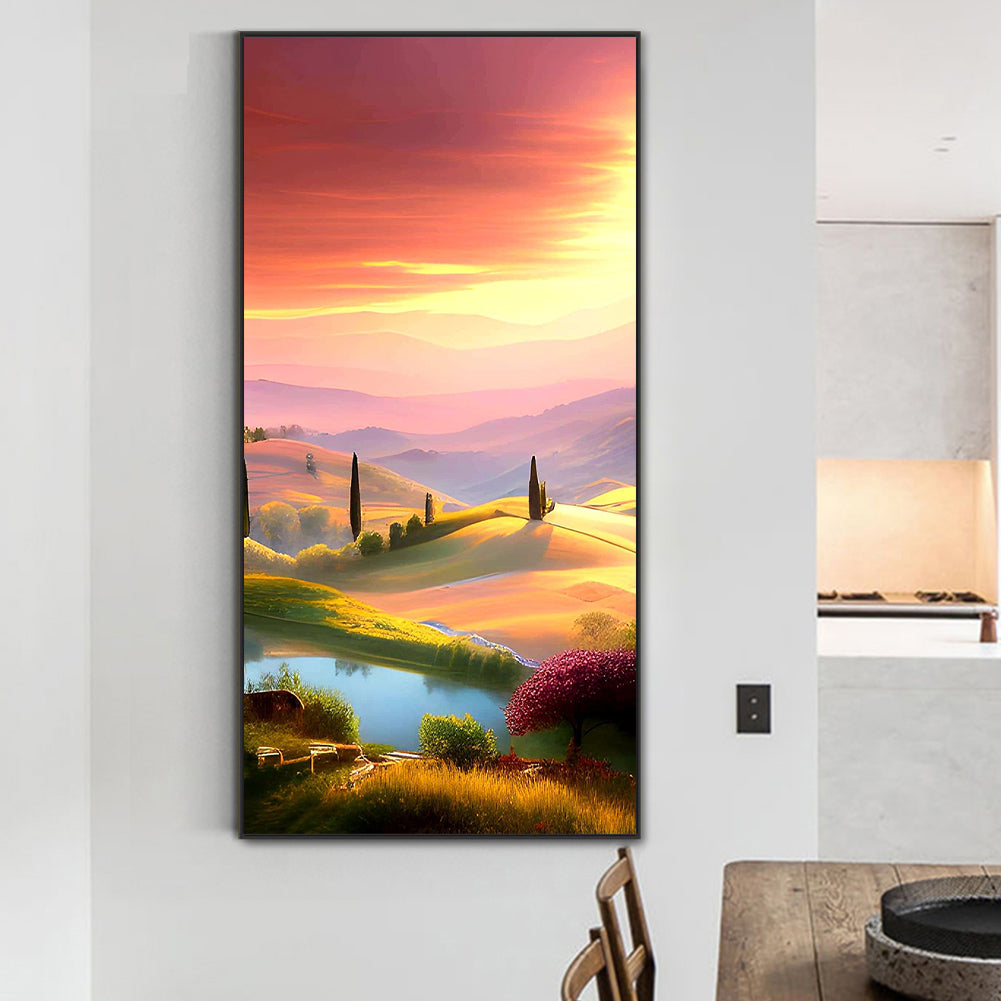 Hillside Style - Full Round Drill Diamond Painting 40*80CM