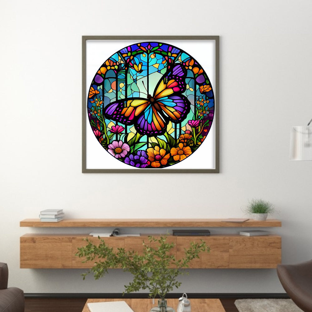 Glass Painting-Butterfly - 11CT Stamped Cross Stitch 40*40CM