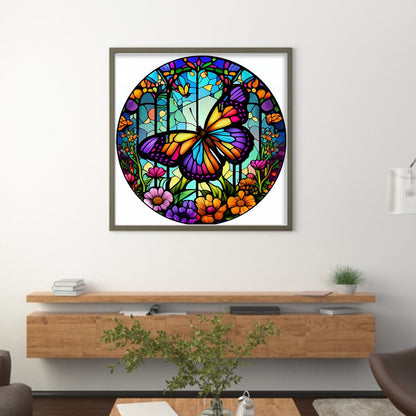 Glass Painting-Butterfly - 11CT Stamped Cross Stitch 40*40CM