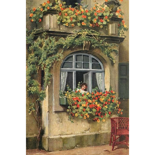 Windowsill Flowers - Full Round Drill Diamond Painting 40*60CM