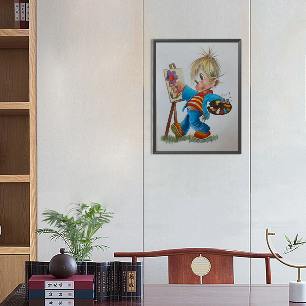 Drawing Kids - Full Round Drill Diamond Painting 30*40CM