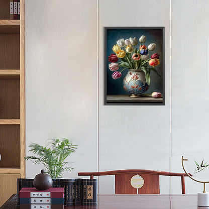 Vase Bouquet Tulips - Full Round Drill Diamond Painting 30*40CM