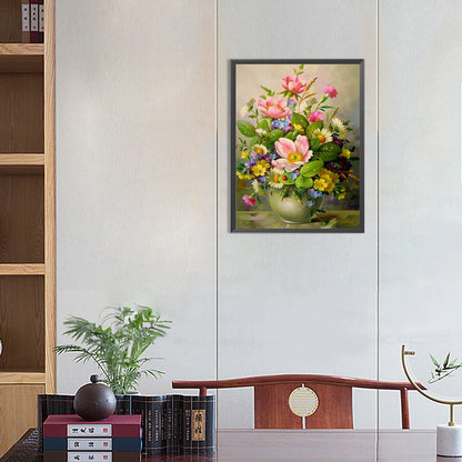 Vase Bouquet Autumn Peonies - Full Round Drill Diamond Painting 30*40CM