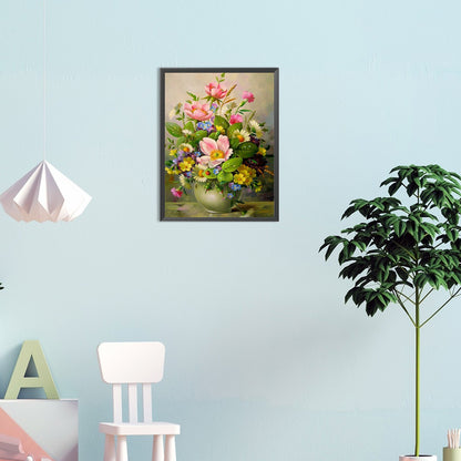 Vase Bouquet Autumn Peonies - Full Round Drill Diamond Painting 30*40CM