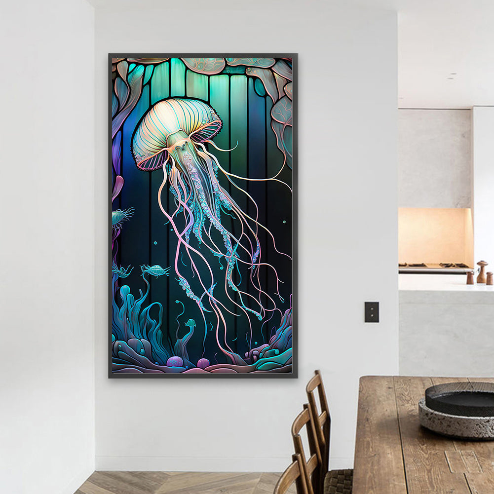 Jellyfish Glass Painting - Full Square Drill Diamond Painting 40*70CM