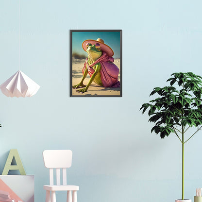 Frog On Vacation - Full Round Drill Diamond Painting 30*40CM