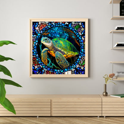Glass Painting - Turtle - 11CT Stamped Cross Stitch 40*40CM