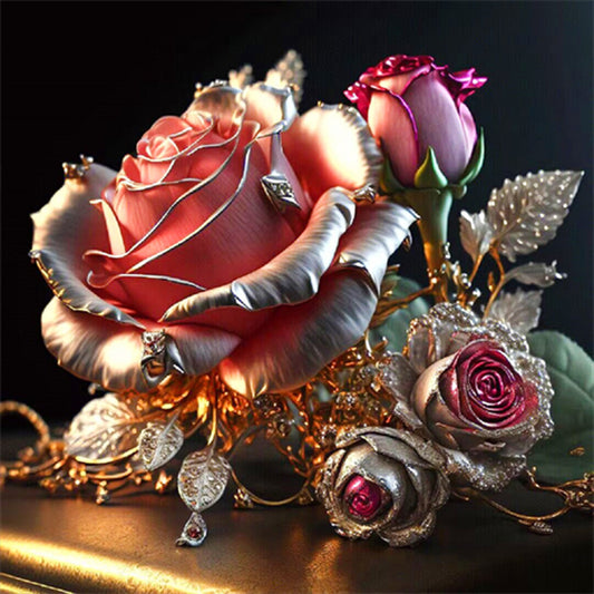 Metal Rose - Full Round Drill Diamond Painting 30*30CM