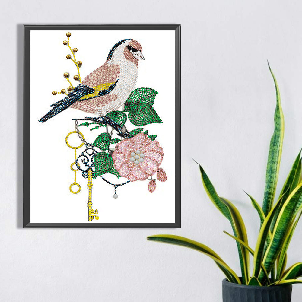 Flower And Key Pendant - Special Shaped Drill Diamond Painting 30*40CM