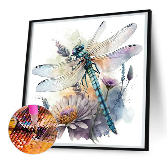 Watercolor Dragonfly - Full Round Drill Diamond Painting 30*30CM
