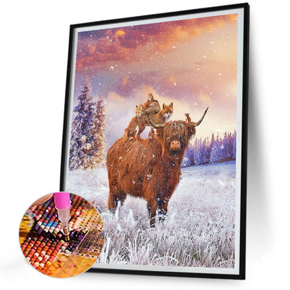 Highland Cattle - Full Round Drill Diamond Painting 30*40CM