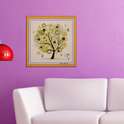 Four Season Tree 14CT Stamped Cross Stitch DIY Embroidery Canvas (Spring)