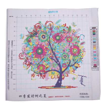 Four Season Tree 14CT Stamped Cross Stitch DIY Embroidery Canvas (Summer)