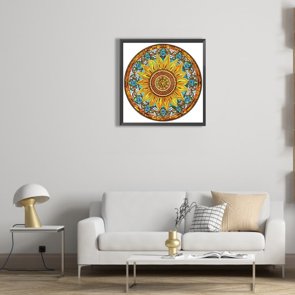 Sunflower Glass Painting - Special Shaped Drill Diamond Painting 30*30CM
