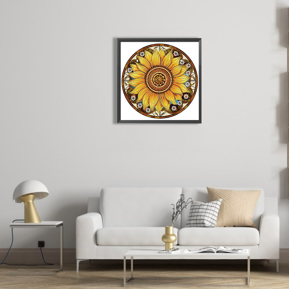 Sunflower Glass Painting - Special Shaped Drill Diamond Painting 30*30CM