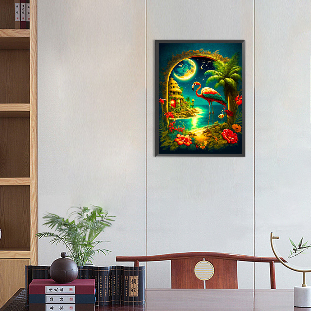 Flamingo Habitat - Full Round Drill Diamond Painting 30*40CM