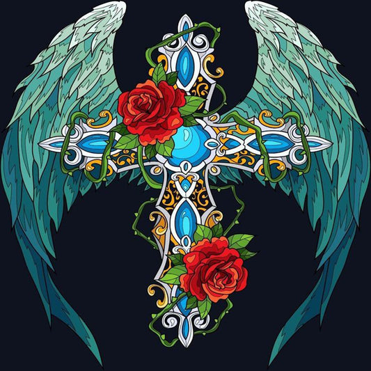 Rose Cross - Full Round Drill Diamond Painting 30*30CM