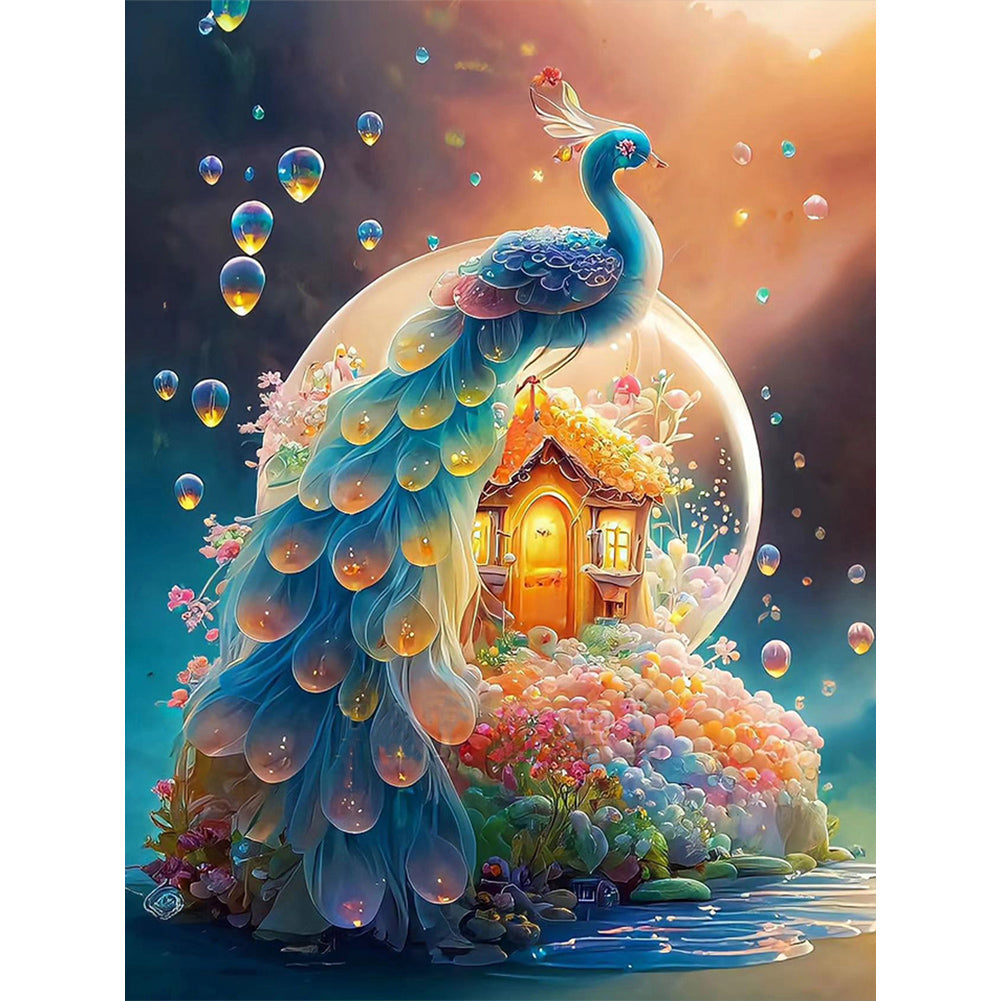 Fantasy Peacock - Full Round Drill Diamond Painting 30*40CM