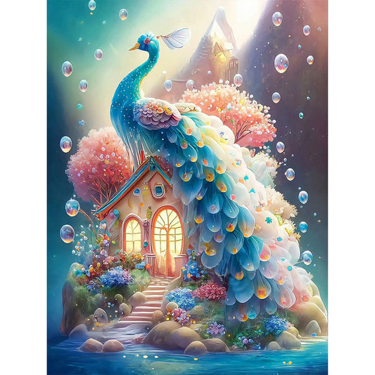 Fantasy Peacock - Full Round Drill Diamond Painting 30*40CM