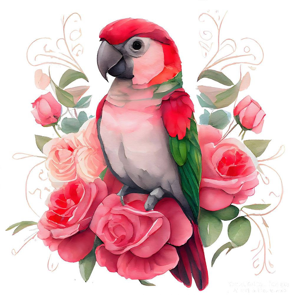 Flowers And Parrots - Full Round Drill Diamond Painting 30*30CM