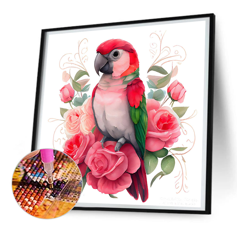 Flowers And Parrots - Full Round Drill Diamond Painting 30*30CM