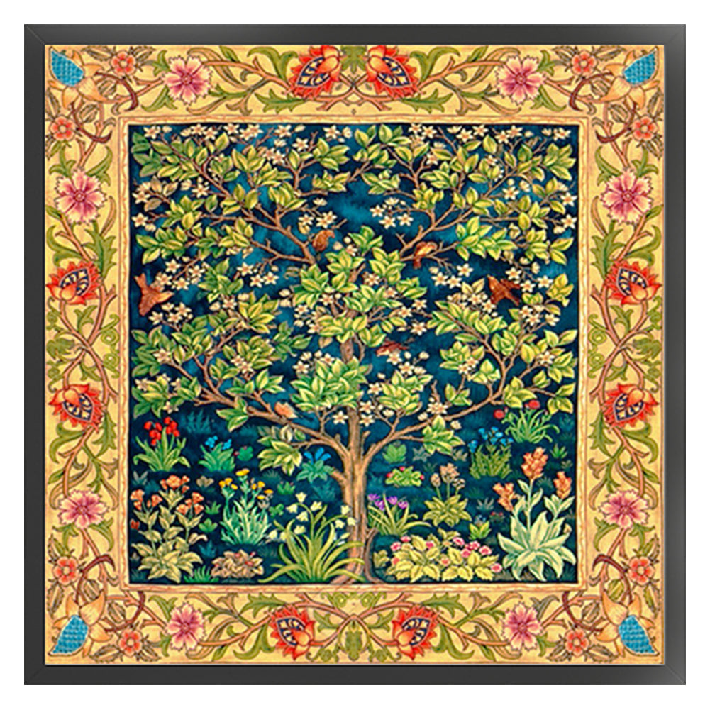 Trees And Flowers - 11CT Stamped Cross Stitch 50*50CM
