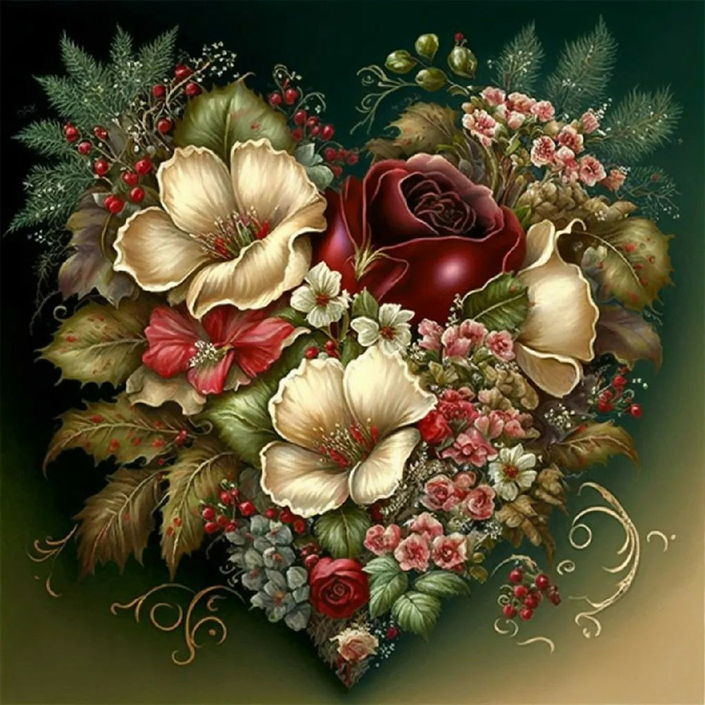 Love Flower Frame - Full Round Drill Diamond Painting 30*30CM