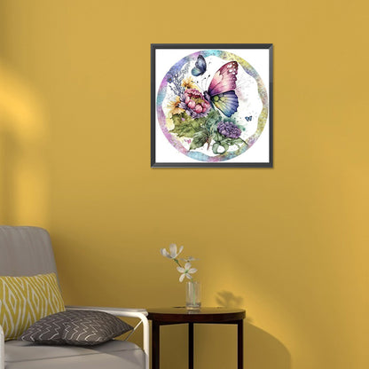 Flowers And Butterflies - Full Round Drill Diamond Painting 30*30CM