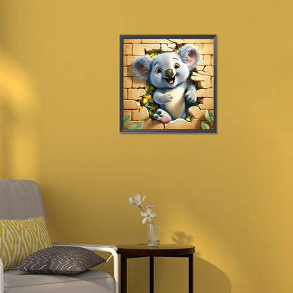 The Small Animal Raccoon That Broke Through The Wall - Full Round Drill Diamond Painting 30*30CM
