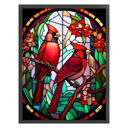 Glass Painting-North American Red Bird - 11CT Stamped Cross Stitch 50*65CM