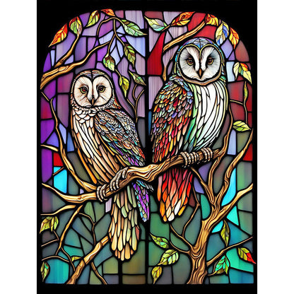 Glass Painting-Owl - 11CT Stamped Cross Stitch 50*65CM