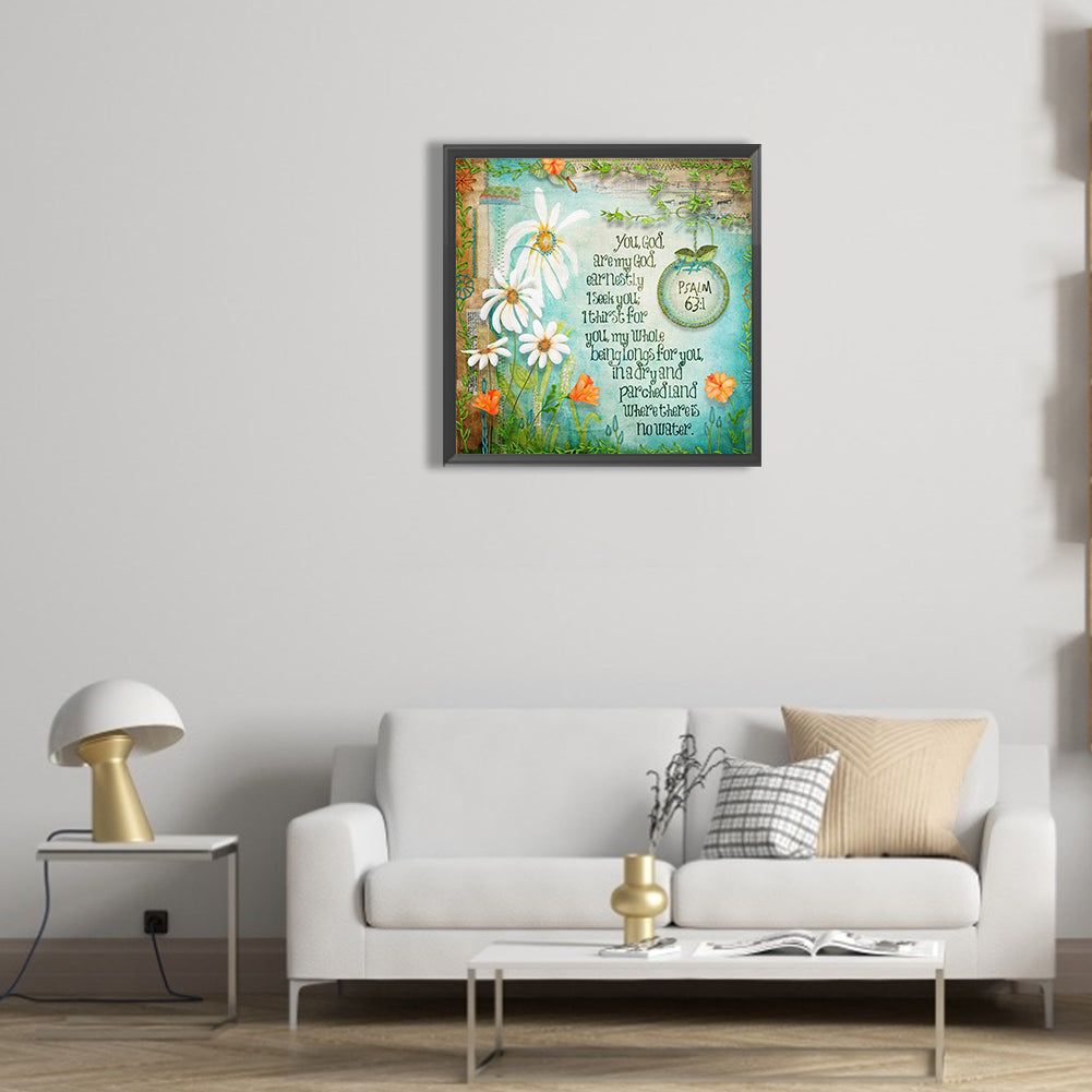 Flower Calligraphy And Painting - Full Round Drill Diamond Painting 30*30CM