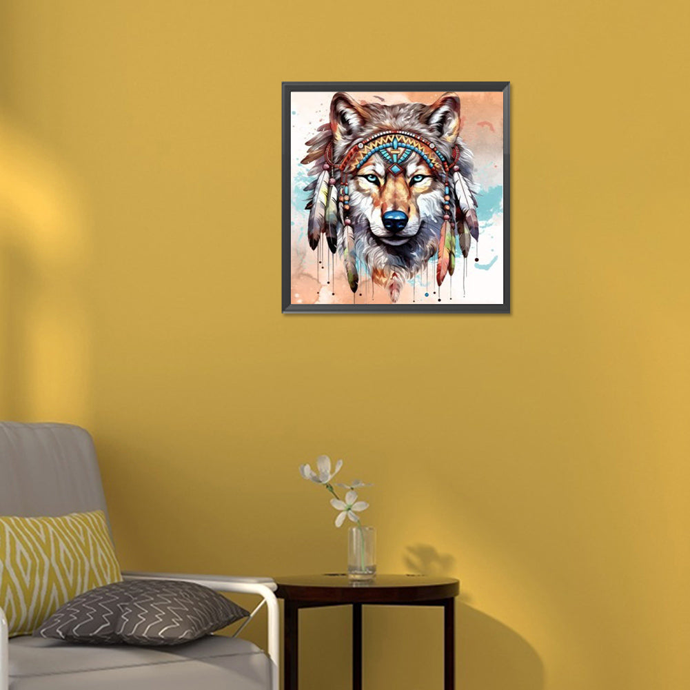 Indian Style Wolf - Full Round Drill Diamond Painting 30*30CM