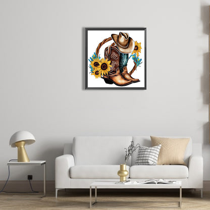 Western Cowboy Boots - Full Round Drill Diamond Painting 30*30CM