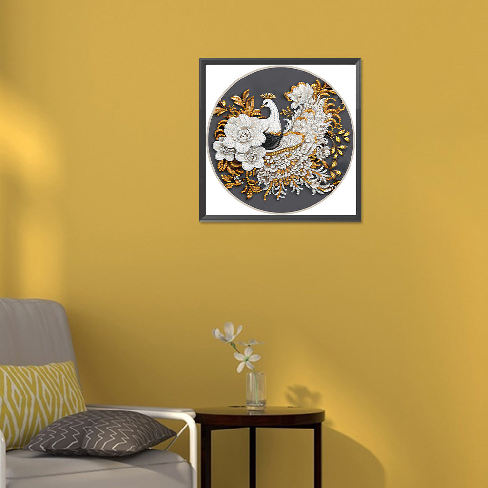 Peacock On Branch - Special Shaped Drill Diamond Painting 30*30CM