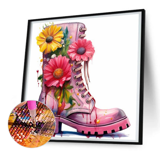 Floral Military Boots - Full Round Drill Diamond Painting 30*30CM