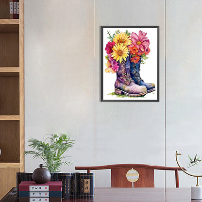 Floral Military Boots - Full Round Drill Diamond Painting 30*40CM