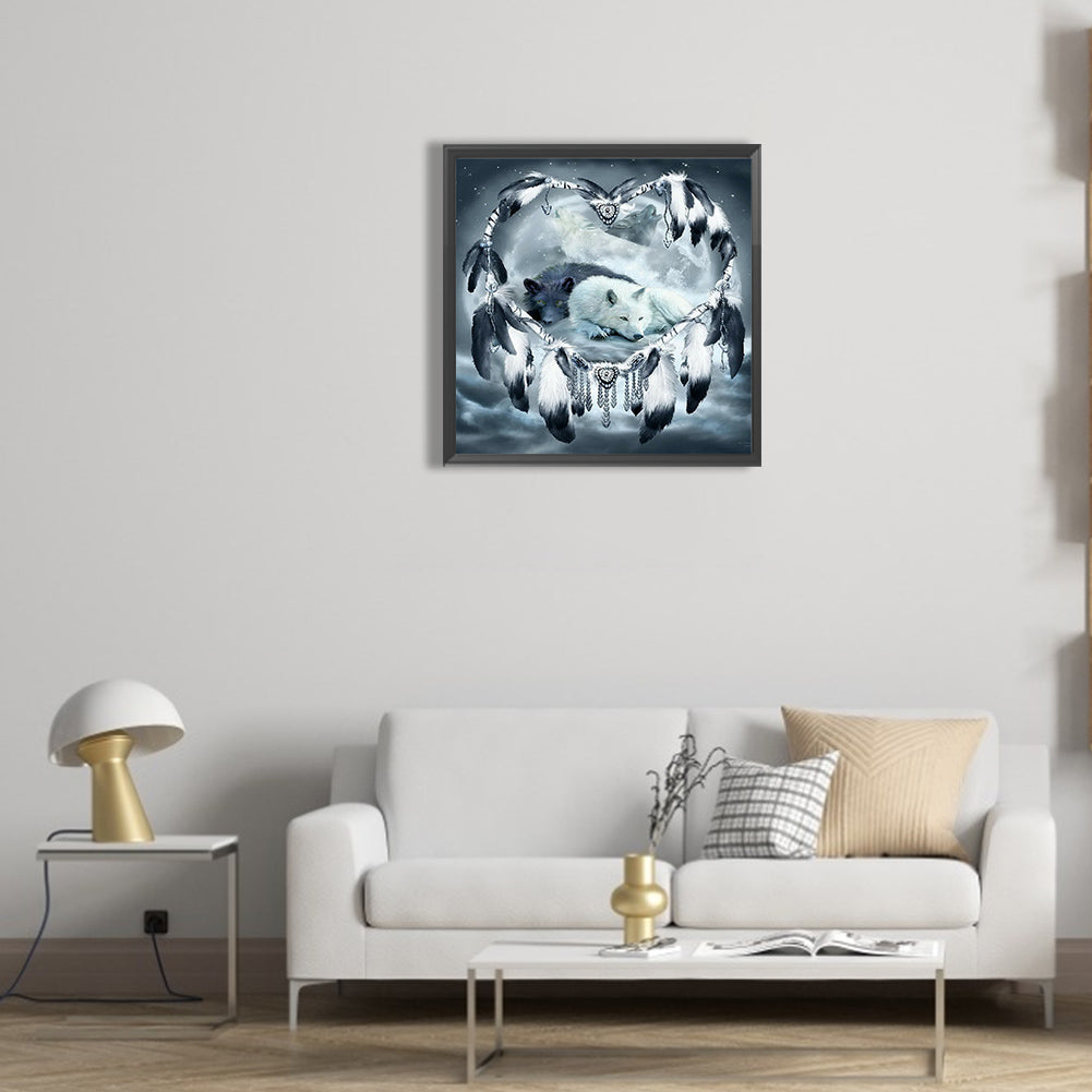 White Wolf And Black Wolf - Full Round Drill Diamond Painting 30*30CM