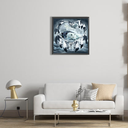 White Wolf And Black Wolf - Full Round Drill Diamond Painting 30*30CM