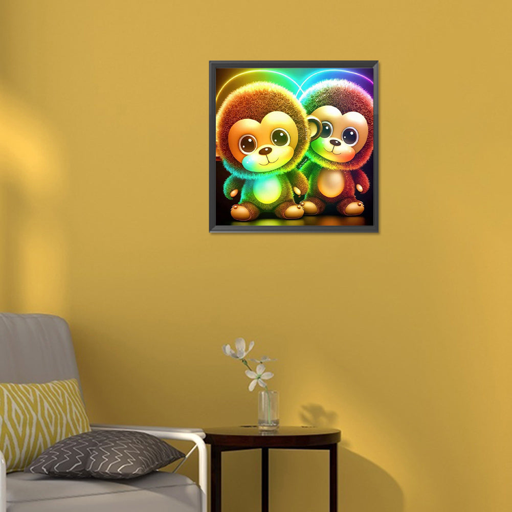 Colorful Little Monkey - Full Round Drill Diamond Painting 30*30CM