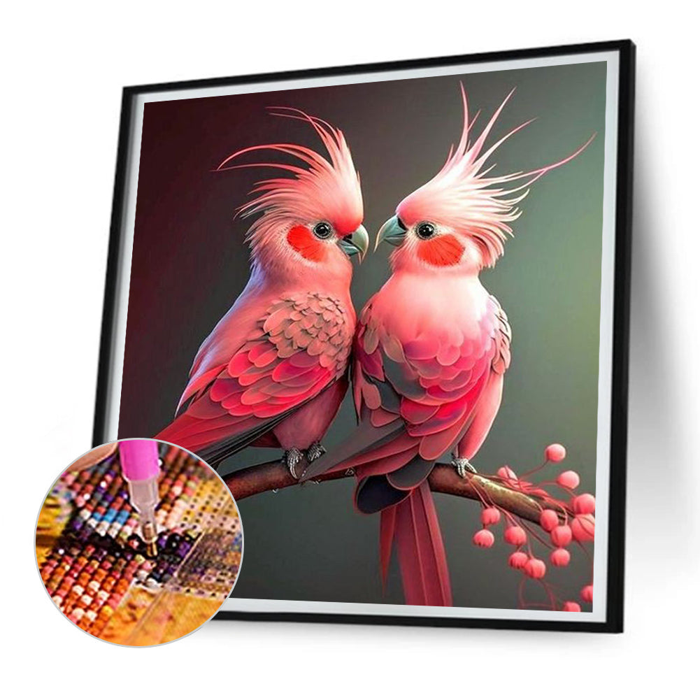 Pink Parrot - Full Round Drill Diamond Painting 30*30CM