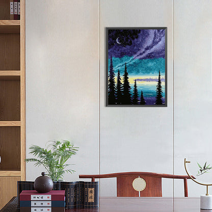 Woods Starry Night - Full Round Drill Diamond Painting 30*40CM