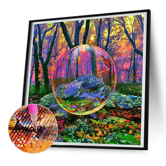 Water Drop Forest Magnifying Glass - Full Round Drill Diamond Painting 30*30CM