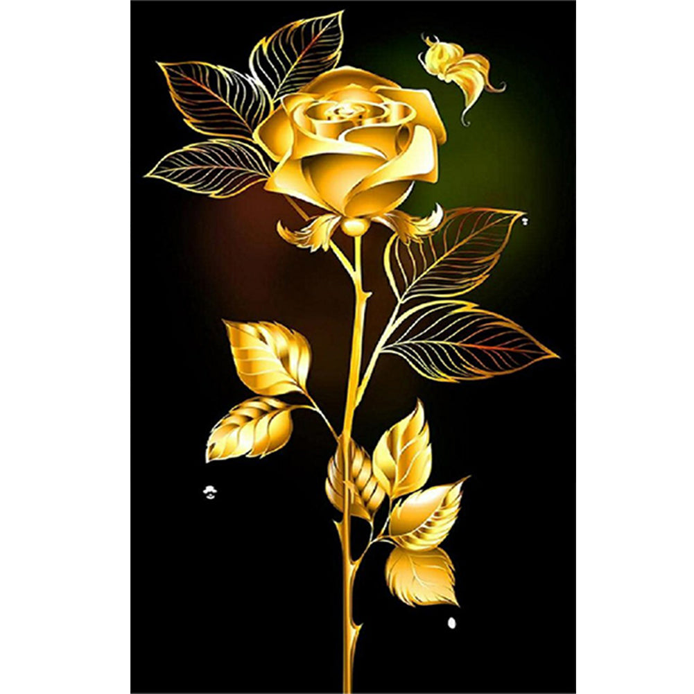 Golden Romantic Rose - Full Round Drill Diamond Painting 40*60CM