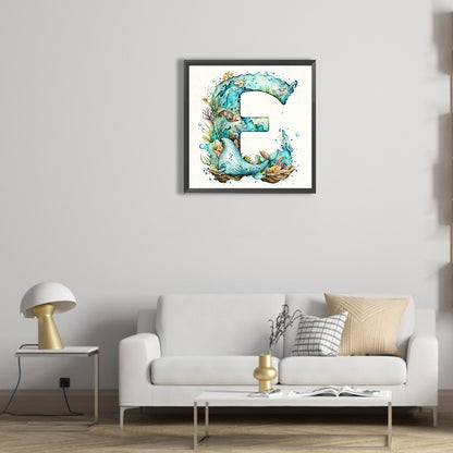 Blue Ocean Love Calligraphy And Painting - Full Round Drill Diamond Painting 30*30CM