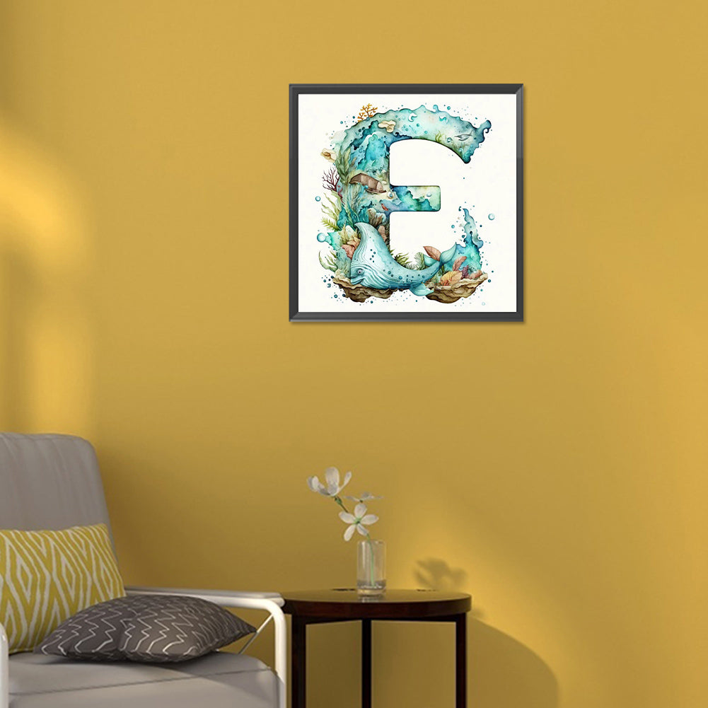 Blue Ocean Love Calligraphy And Painting - Full Round Drill Diamond Painting 30*30CM